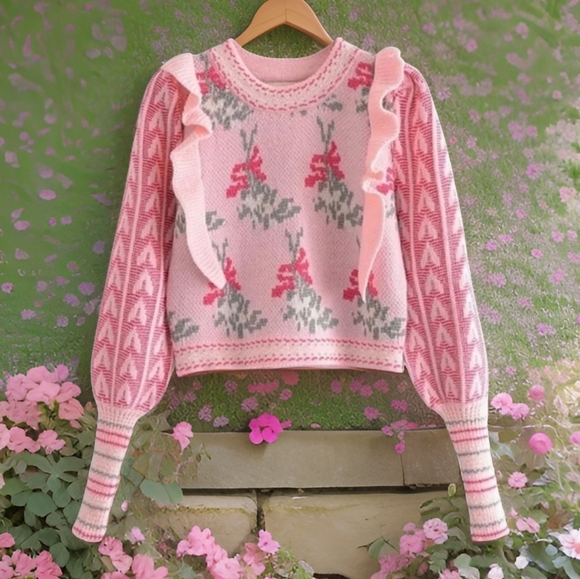 Pink Pullover Sweater Inspired by Loveshackfancy - Picture 3 of 6